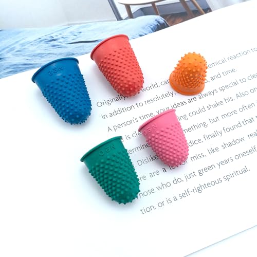 Medsuo 5 Pack Rubber Finger Thimbles for Sewing, Paper Sorting & Crafts
