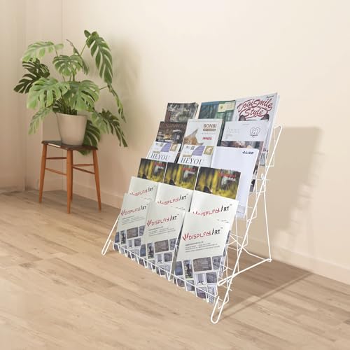 6 Tier Wire Magazine Rack - Comic Book Rack Wide Wire Tabletop Display for Exhibitions Office Table Top Book Brochure Literature Comic Greeting Card Shelf Holder Stand