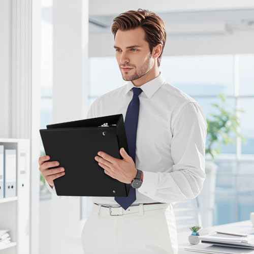 5" 3 Ring Binder, Standard 5-Inch Slant-D Ring Binder Fit Letter Size Paper, Presentation View Binders, 2 Packs, Black
