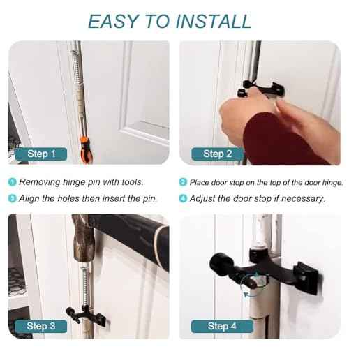 48Pack Hinge Pin Black Door Stopper, Adjustable Heavy Duty Hinge Pin Door Stop with Black Rubber Bumper Tips