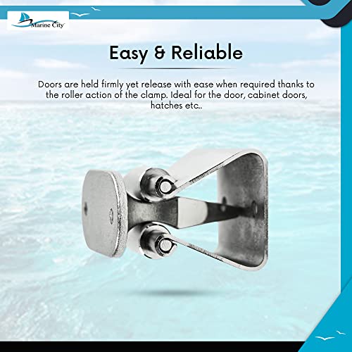 MARINE CITY Door Stopper Catch and Holder, Heavy-Duty Stainless Steel, Rust-Resistant, Ideal for Boats, RVs, Marine Use, Doors, Cabinets and Hatches