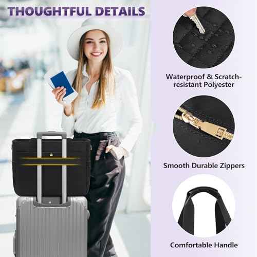 SDYSM Teacher Tote Bag 15.6 inch Laptop Bag Work Bags for Women Nurse Tote Professional Computer Messenger Shoulder Bags Laptop Briefcase for Office, College, Nursing, Black