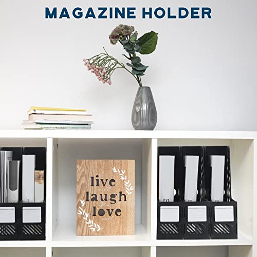 Glenmal 12 Pack Magazine Organizers Binder Organizer for Desk Plastic Vertical File Holder Magazine Racks Desk Accessories for Office, Home, or School (Black)