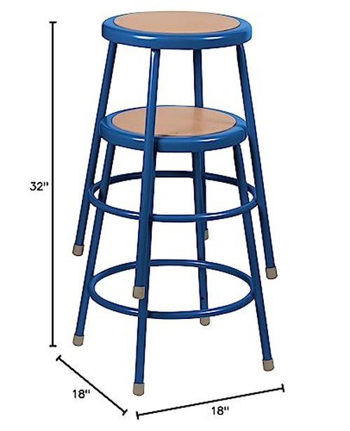 Learniture NOR-538ABL-24 Counter to Bar Height Steel Stool w/Hardboard Seat and Adjustable Height