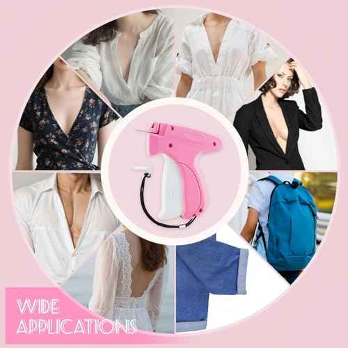 Stitch Gun for Clothes - Stitchy Tagging Gun for Clothing - Handheld Stitch Gun Quick Clothing Fixer - Includes 6 Needle£¬1500 Black Fasteners & 1500 White Fasteners (Carmine)
