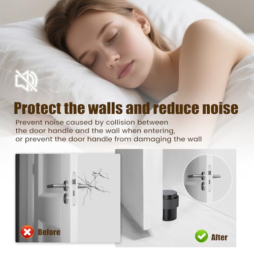 10 Pack Black Door Stoppers for Floor Mounting£¬ Door Stopper Heavy Duty£¬304 Stainless Steel Cylindrical Made with Rubber Bumper£¬Floor Mount Door Holder Keep Door Open