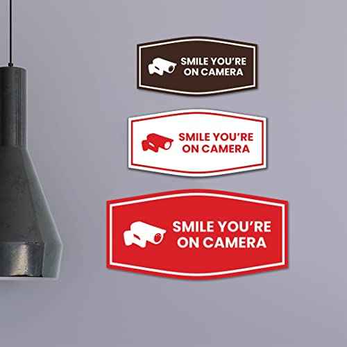 Fancy Smile You're On Camera Sign (Brushed Silver) - Large (5 Pack)