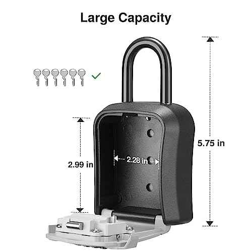 Puroma Lock Box, Key Lock Box Wall Mount & Portable Combination Lockbox with Resettable Code, Security Lockbox for Outside House Keys, Apartment Realtors Spare Keys Storage (1 Pack, Gray)