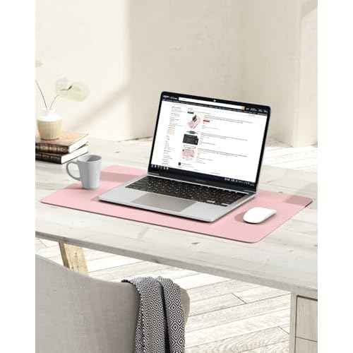 YSAGi Non-Slip Leather Desk Pad, Waterproof Laptop Computer Desk Keyboard Mat, Table Protector Blotter Mat, Large Mouse Pad for Office/Work/Home/Decor(Pink, 23.6" x 13.7")