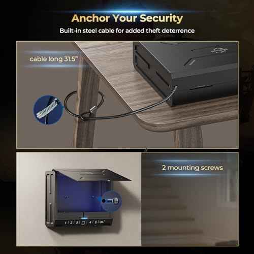 ONNAIS Iron PRO Biometric Fingerprint Gun Safe for Handgun, Swift Entry Gun Lock Box Featuring with Interior Light and Emergency Power Supply, Pistol Safes for Home, Nightstand, Bedside, and Car