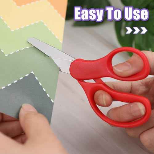 12 Packs 5" Small School Student Blunt Tip Craft Kids Scissors, Stainless Steel Blades Comfort Grip 5 Inch Safety Scissors Bulk for Children Toodler Cutting Paper