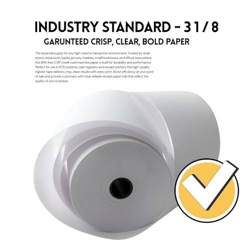 (40 PACK) 3 1/8" Thermal Receipt Paper Rolls BPA-Free, 80mm Printer Paper, Fits All POS Systems, Cash Register, Credit Card Terminals, Clover Station, Star TSP100III, Epson Receipt Printers