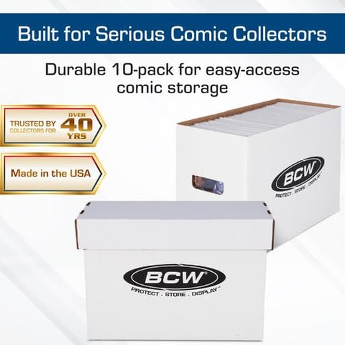 BCW Short Comic Storage Box - 5 Pack | Holds 150-175 Current/Silver Age Comics | Stackable, Durable 200 lb. Strength