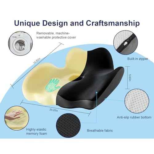 Premium Orthopedic Seat Cushion,X Large Breathable Office Chair Cushion - Enhanced Hip & Tailbone Support,Pressure Relief Sciatica & Leg Relief Let 8+ Hour Sitting Comfort, for Office/Game/Wheelchair