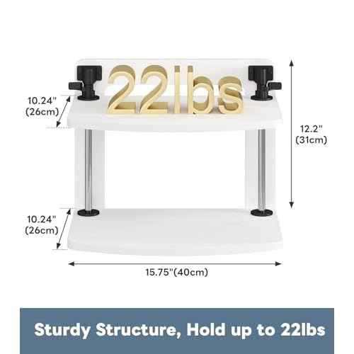 Computer Monitor Stand Riser for Reduced Neck Strain, Adjustable Height Desk Shelf Organizer Monitor Riser Stand for PC Monitor - Not for Laptop - Withe - Wood Grain, MR01-M