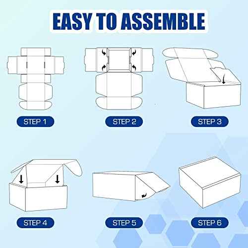 25 Pack Shipping Boxes, 8 x 6 x 3 inch Corrugated Cardboard Packing Small Mailer Box for Mailing Business Packaging, Gifts, Decorations, Blue Kraft