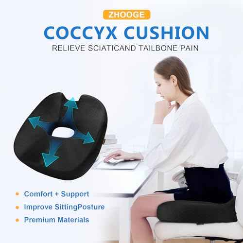 Memory Seat Cushion & Donut Pillow & Donut Cushion with Scientific Center Hole & Two Humps Hip Curve Design - Premium Memory Foam Seat Cushions for Office, Car & Home!(B-Black, Large)