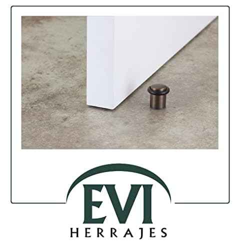 Pack of 2 EVI Door Stoppers | Rustic Brass Floor Door Stop - Screw Fastening - Protector Rubber - 0.79 x 1.14 Inch Door Stop
