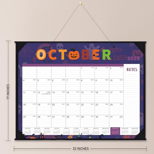 2026 Desk Calendar - Large Desk Calendar 2026, 22" x 17", Jan. 2026 - Dec. 2026, Desk Calendars Large, 12 Months, Corner Protectors, Hanging Holes, Notes - 12 Themes