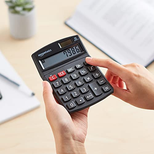 Amazon Basics 8-Digit Desktop Calculator - 5 Pack, Portable and Easy to Use