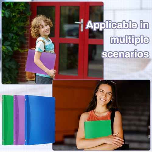 CHENGU 12 Pieces 0.75 Inch Binders 3 Ring Holds 200 Sheets Paper 0.75 Inch Plastic Binder with Pocket Round 3 Ring Letter Size for School Office Supplies