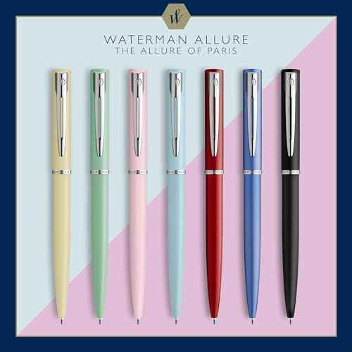 Waterman Allure Ballpoint Pen | Baby Blue Matte Lacquer with Chrome Trim | Medium Point | Blue Ink | With Gift Box