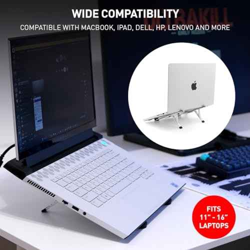 NSMO Laptop Stand ? Adjustable Aluminum Portable Laptop Stand with 5-Level Height Settings, Ergonomic Design, Heat Dissipation, Non-Slip Support, Compact Travel Riser for 11¡±-16¡± Laptops