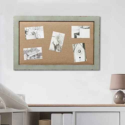 SOFE Linen Bulletin Board 18 X 29 Inches Wood Frame, Fabric Pin Board Corkboards for Wall Decorative, Rustic Memo Board Photos Wall Organizer Display Board, Vision Board for Home Room Office Message