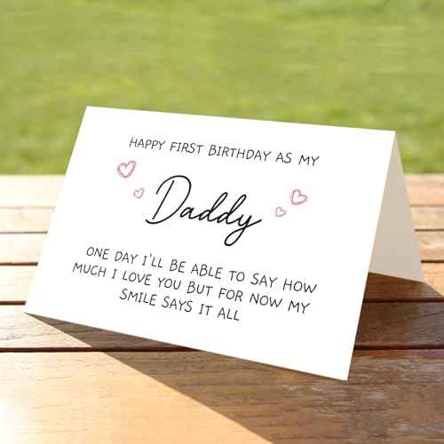 Funny 1st Daddy Birthday Card for Him, Poem New Dad Birthday Greeting Card, Happy First Birthday as A Dad Card, Cute Bday Gift from Baby Daughter Son