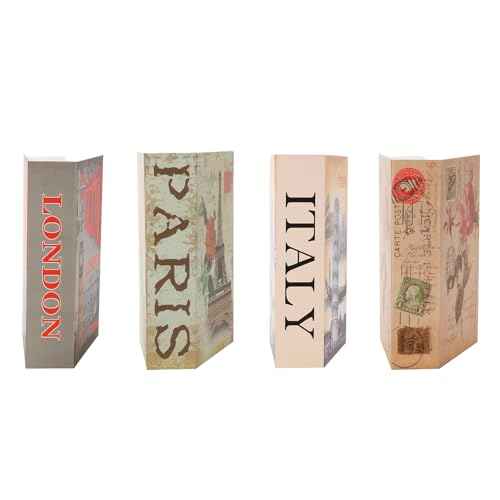 SEPOX¢ç 4 Pcs Set Large Book-Safe Lock-Box: World Renowned Views, Large Hidden Storage with Key-Lock, Perfect Disguised Safe & Gift for Dorm, Home & Office Book