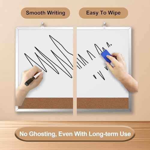 Monthly Calendar Dry Erase Board 16x12 Inch, Double-Sided Whiteboard and Corkboard Combo, Wall Mounted Planner Organizer with Markers, Magnets, Push Pins, Eraser, for Home Office School