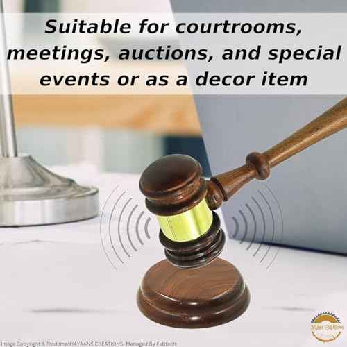 AYAANS Premium Wooden Judge's Gavel Set with Sound Block, Brass Band, and Transparent Gift Box ? Ideal for Courtrooms, Ceremonies, Lawyers, and Auctions