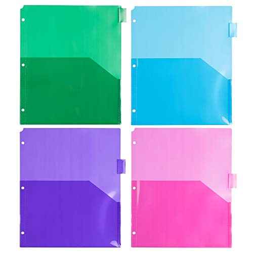 JAM PAPER Plastic Index 8-Tab Dividers w/Double Pockets - 9 3/4 x 11 1/2 - Assorted Multi-Color - 6 Packs of 8 Tabs/Set