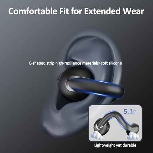 AI Language Translation Earbuds Real Time, IAMJOY Language Translator Earbuds Open Ear Clip-On Design, 163 Language & Accents Two-Way Translator Device with APP for Travel Learning Business, Black