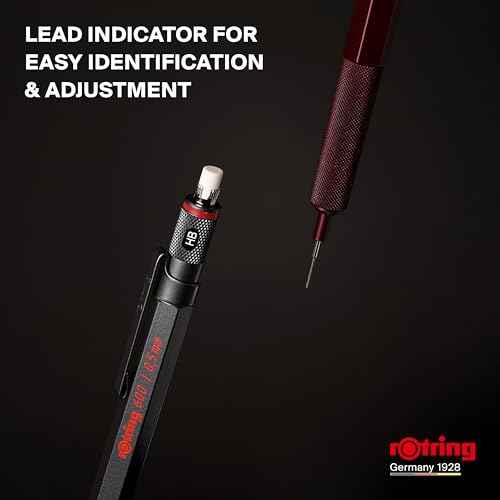 Rotring 600 Full-Metal Body 0.7mm Mechanical Pencil, Black, for Precise Ruler-Based Drawing