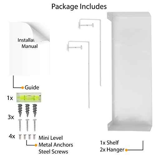 Wallniture Bali Cubicle Organizer, Metal Bookshelf with Buro Hanger Cubicle Hooks, White