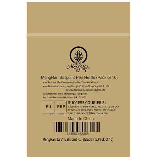 MengRan 3.85'' Ballpoint Ink Pen Refills for Click Pens, 1 mm Medium Point Tip, (Refills-Black ink-10Pcs)