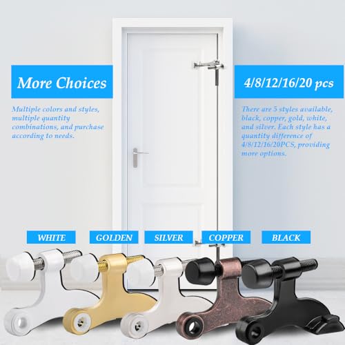 OBTANIM 8 Pack Heavy Duty Hinge Pin Door Stops with Rubber Bumpers – Silver