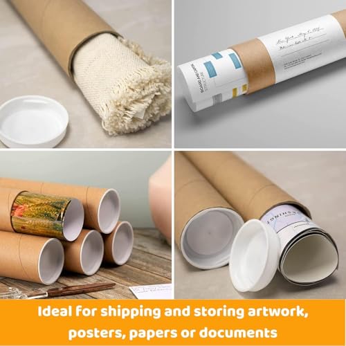 SAVUK Kraft Mailing Tubes with Plastic Caps - 2 x 17.32 Inch, Heavy Duty, Model SAVUK-212