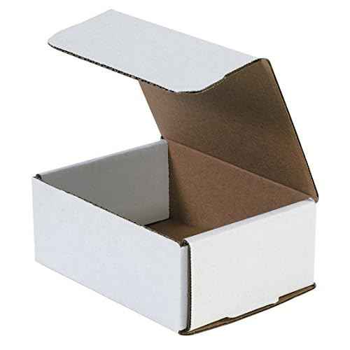 Aviditi White Corrugated Cardboard Mailing Boxes, 6 1/2 x 4 7/8 x 2 5/8 Inches, Pack of 50, Crush-Proof, For Shipping, Mailing and Storing