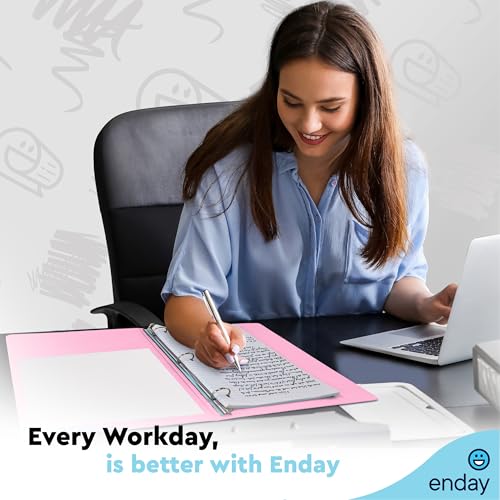 Enday Pink 1.5 Inch 3-Ring Binder with Clear View Cover & Pockets
