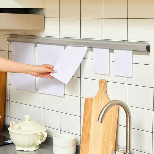 Henoyso 2 Pieces Restaurant Ticket Holder Receipt Holder Aluminum Order Ticket Rack Silver Kitchen Slide Check Rack for Office Cafes Pubs(40 Inch,No Slot)