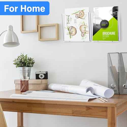 Ripeng 12 Pack Brochure Holder Wall Mount 6x9 Inch Clear Acrylic Flyer Holder Magazine Pamphlet File Display Stand Plastic Wall Organizer for Literature Mail Paper document Rack Display