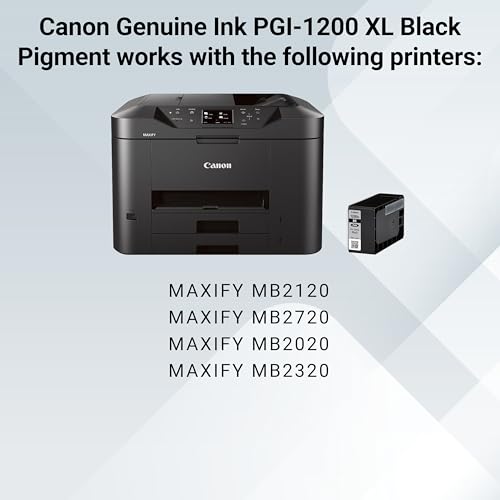 Canon PGI-1200XL Genuine Pigment Black Ink Tank, Compatible with MB2120, MB2720, B2020, MB2320 (Optional) Printers