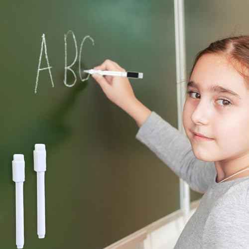 12 Pcs White Dry Erase Markers, Magnetic White Chalk Markers Pen Fine Tip, Thin Tip Dry Erase Markers with Magnet for Blackboard School Home Office