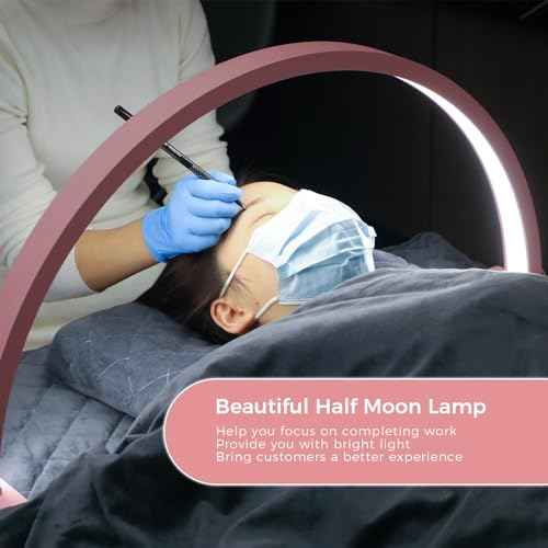 Charme Princesse 30in Half Moon Lamp 39W Half Moon Nail Desk Lamp 3000 Lumen LED Lash Light 3 Color Temperature Lash Lamp for Lashes Eyelash Extensions Tattoo Skin Care (Pink) M18S-14-US