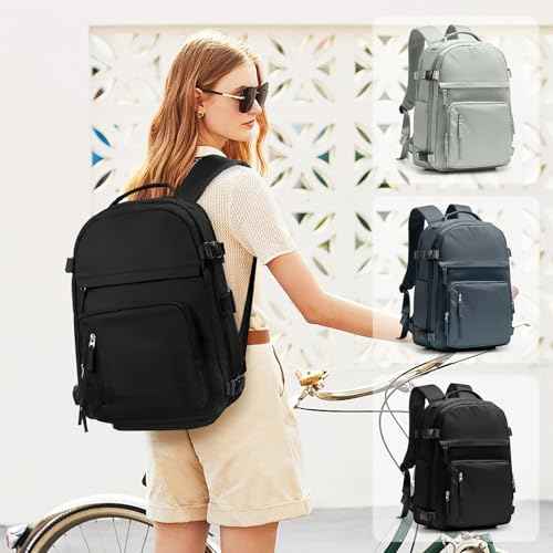 Vacuum Backpack Travel With Pump for Women Men Personal item Travel Bag Carry on Backpack Flight Approved Work College Casual Daypack Backpacks with Vacuum Compression Black