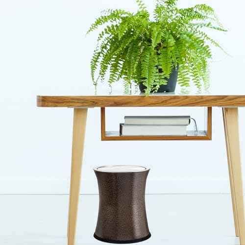 Bennett Swivel-A-Lid Small Trash Can, Metal Attractive 'Center-Inset' Designed Wastebasket, Modern Home D?cor, Round Shape (Brown)