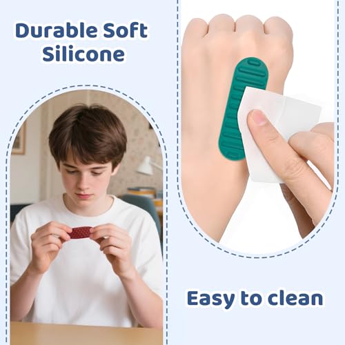 Textured Sensory Stickers for Adults ? 16PC Adhesive Calm Strips for Anxiety & Stress Relief ? Quiet Fidget Toys for Work, Office, Travel & Desk Use