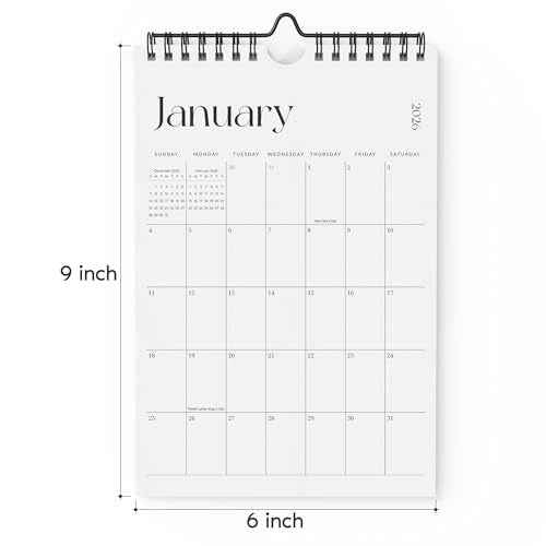 Cabbrix Mini Calendar 2025-2026 Wall Calendar, Vertical 6 x 9 inch Small Calendar July 2025 to December 2026, Easy Planning Little Notepad Calendar for Wall, Desk, Bulletin Board, Simplified